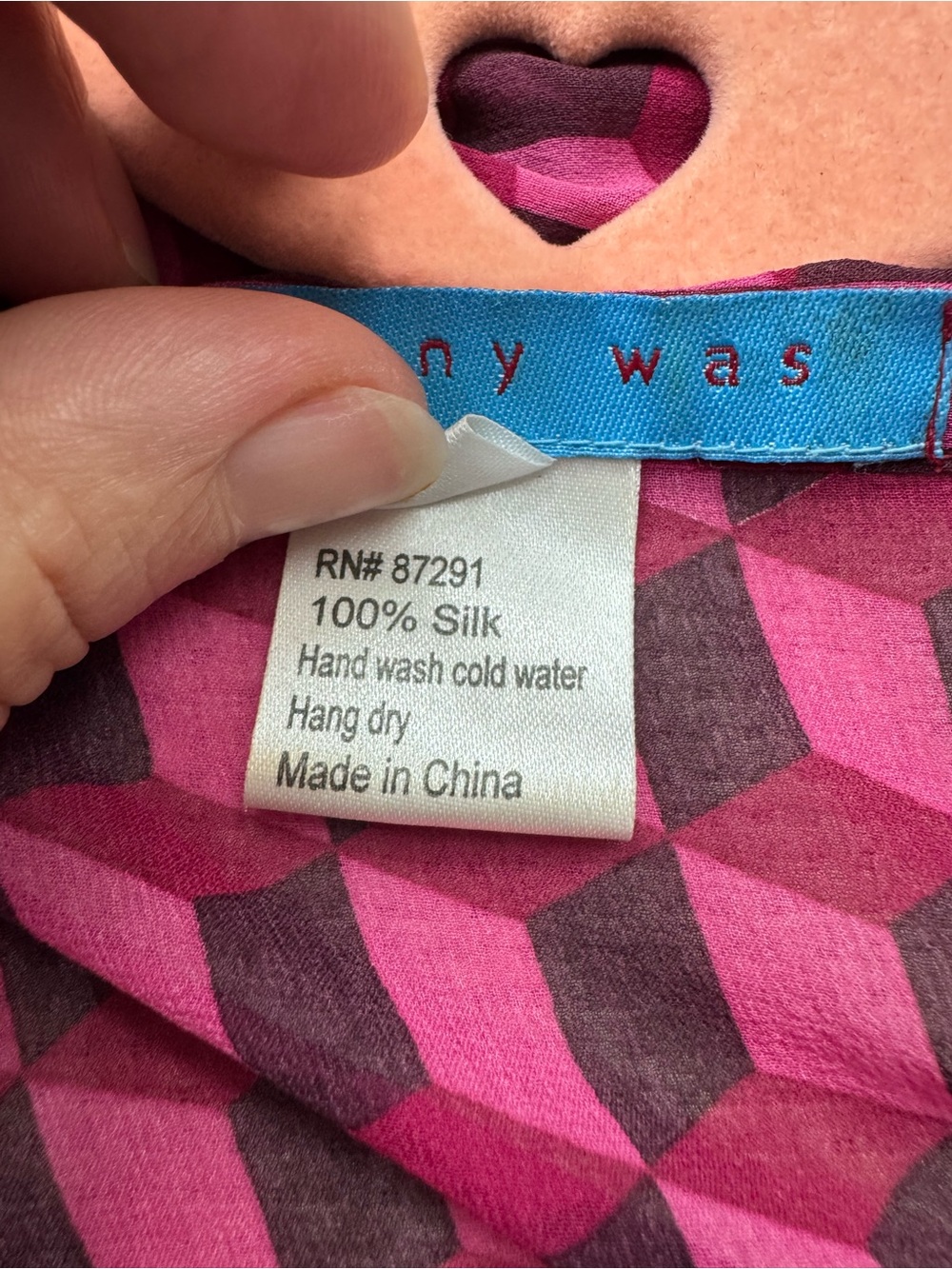 Johnny Was Pink Geometric Ruffle Button-Front Blouse - Picture 8 of 8